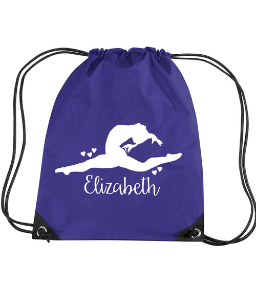 Personalised Gymnast and Name Drawstring Bag