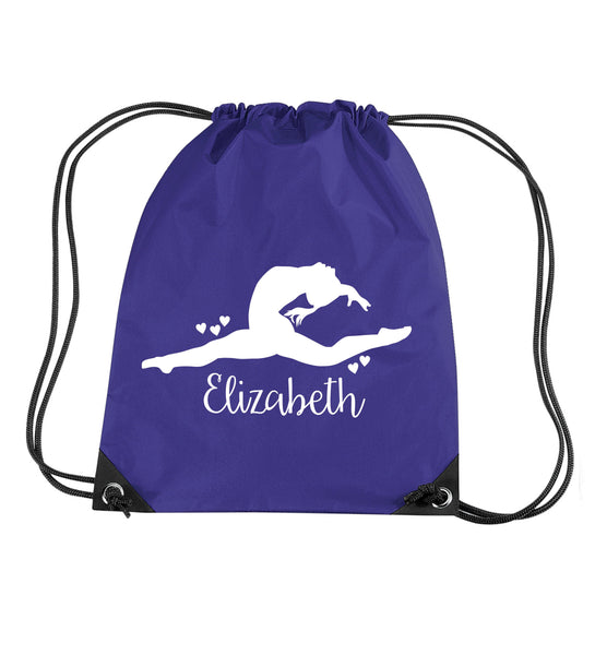 Personalised Gymnast and Name Drawstring Bag
