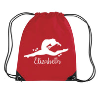 Personalised Gymnast and Name Drawstring Bag