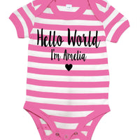 Personalised 'Hello World I'm...' Baby Bodysuit