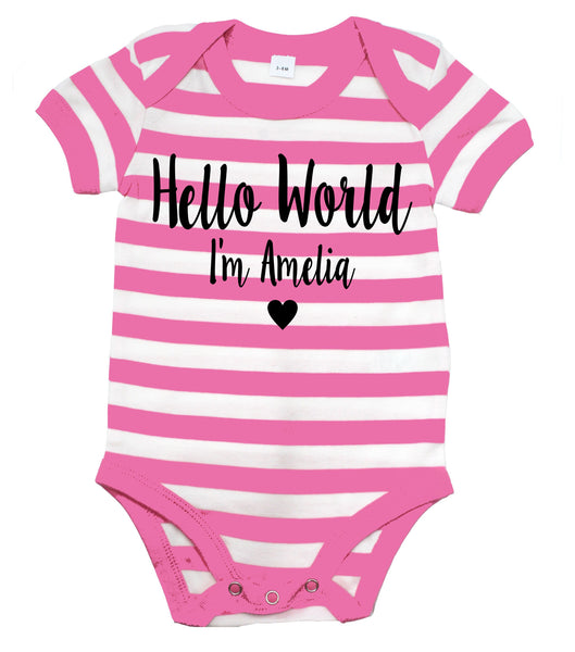Body bébé personnalisé 'Hello World I'm...' 