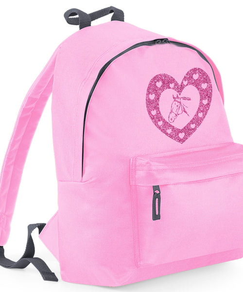 Horse & Hearts Backpack with Glitter Print