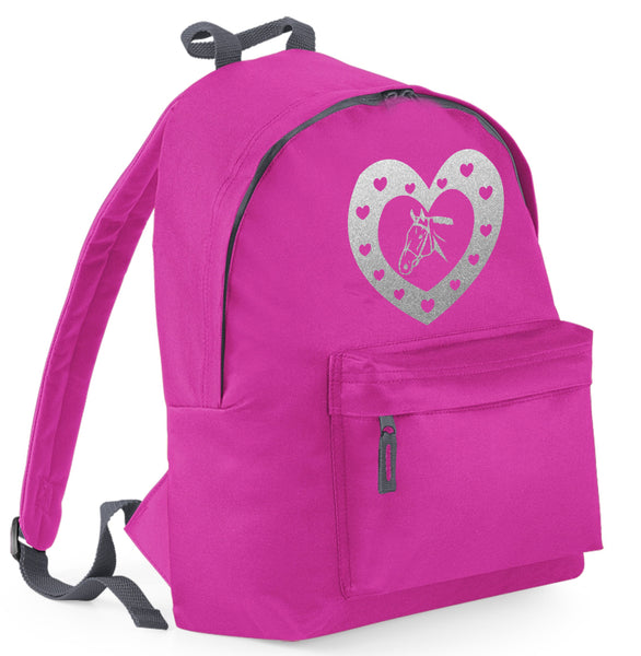 Horse & Hearts Backpack with Glitter Print