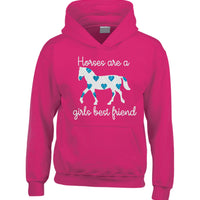 Les chevaux sont un sweat à capuche Girls Best Friend (D2) avec des cœurs bleus étincelants ! 