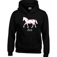Personalised Horse with Hearts in Sparkling Glitter Print