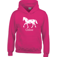 Personalised Horse with Hearts in Sparkling Glitter Print