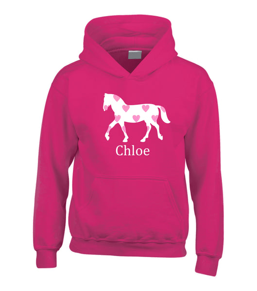 Personalised Horse with Hearts in Sparkling Glitter Print