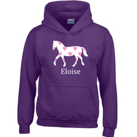 Personalised Horse with Hearts in Sparkling Glitter Print