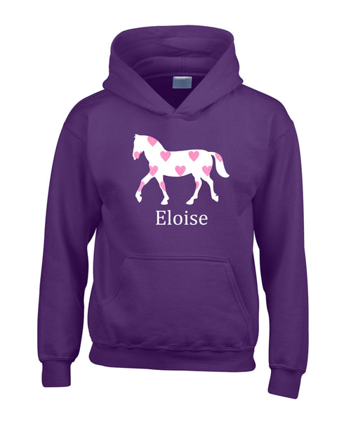 Personalised Horse with Hearts in Sparkling Glitter Print