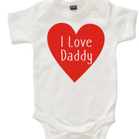 I Love Daddy White Baby Bodysuit with Red Print