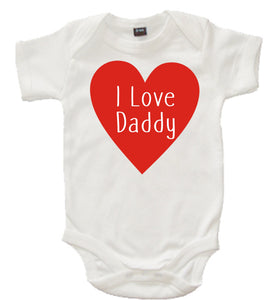 I Love Daddy White Baby Bodysuit with Red Print