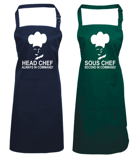Head Chef & Sous Chef Matching Cooking & Baking Apron Gift Set