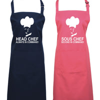 Head Chef & Sous Chef Matching Cooking & Baking Apron Gift Set