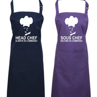 Head Chef & Sous Chef Matching Cooking & Baking Apron Gift Set