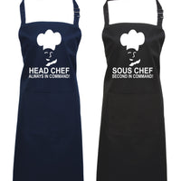 Head Chef & Sous Chef Matching Cooking & Baking Apron Gift Set
