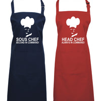 Head Chef & Sous Chef Matching Cooking & Baking Apron Gift Set