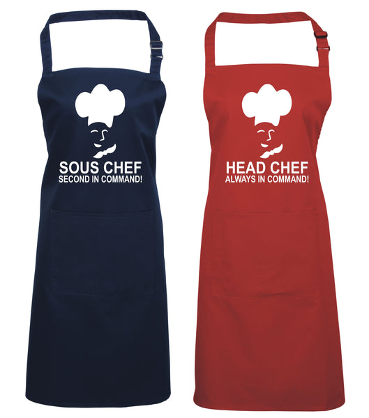 Head Chef & Sous Chef Matching Cooking & Baking Apron Gift Set