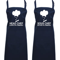 Head Chef & Sous Chef Matching Cooking & Baking Apron Gift Set
