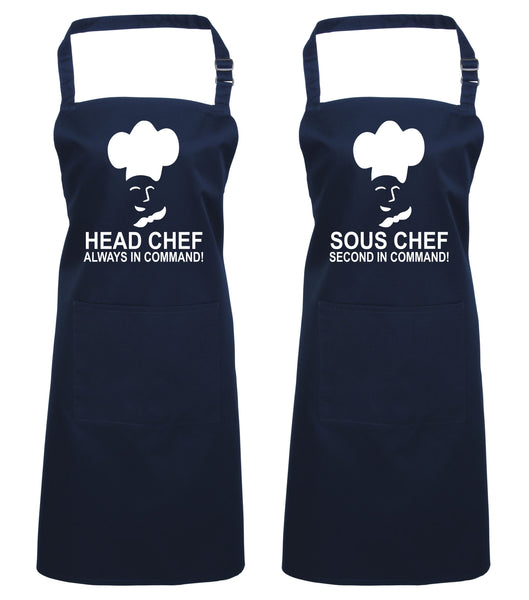 Head Chef & Sous Chef Matching Cooking & Baking Apron Gift Set
