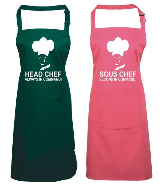 Head Chef & Sous Chef Matching Cooking & Baking Apron Gift Set