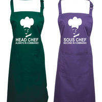 Head Chef & Sous Chef Matching Cooking & Baking Apron Gift Set