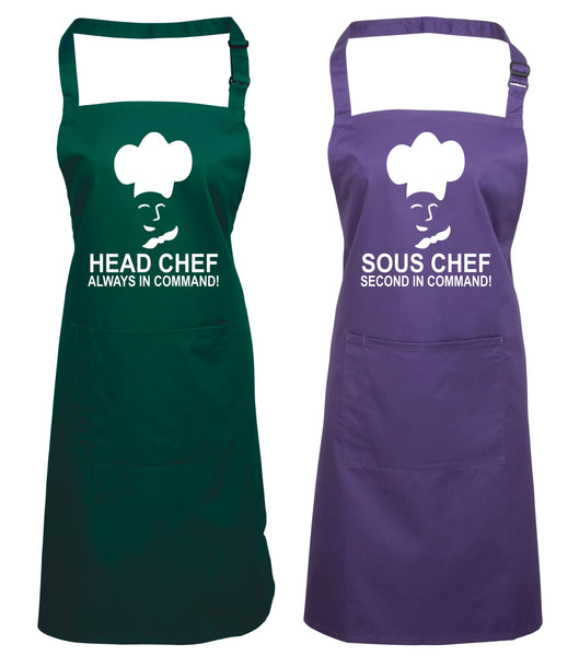 Head Chef & Sous Chef Matching Cooking & Baking Apron Gift Set