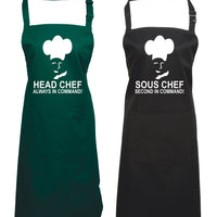 Head Chef & Sous Chef Matching Cooking & Baking Apron Gift Set
