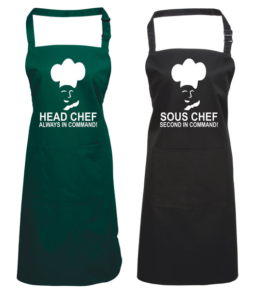 Head Chef & Sous Chef Matching Cooking & Baking Apron Gift Set