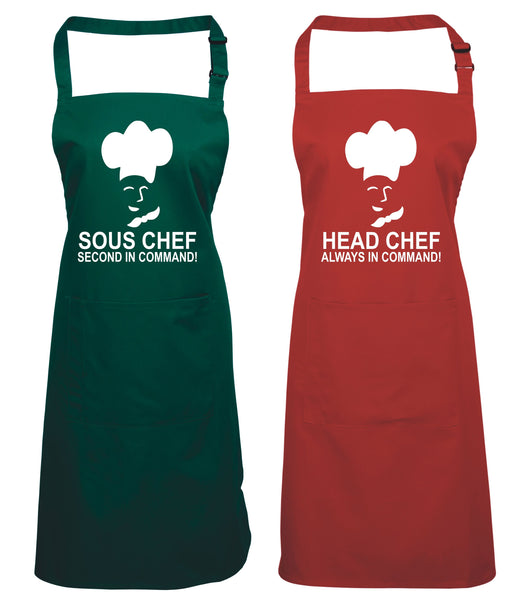 Head Chef & Sous Chef Matching Cooking & Baking Apron Gift Set