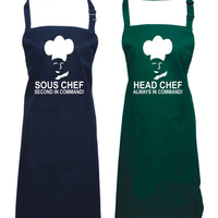 Head Chef & Sous Chef Matching Cooking & Baking Apron Gift Set