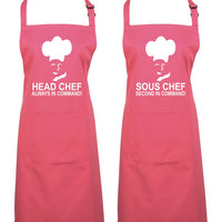 Head Chef & Sous Chef Matching Cooking & Baking Apron Gift Set