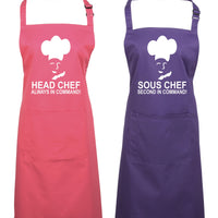 Head Chef & Sous Chef Matching Cooking & Baking Apron Gift Set