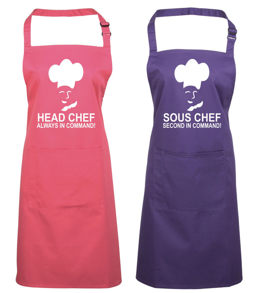 Head Chef & Sous Chef Matching Cooking & Baking Apron Gift Set