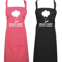 Head Chef & Sous Chef Matching Cooking & Baking Apron Gift Set