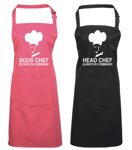 Head Chef & Sous Chef Matching Cooking & Baking Apron Gift Set