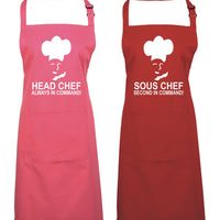 Head Chef & Sous Chef Matching Cooking & Baking Apron Gift Set