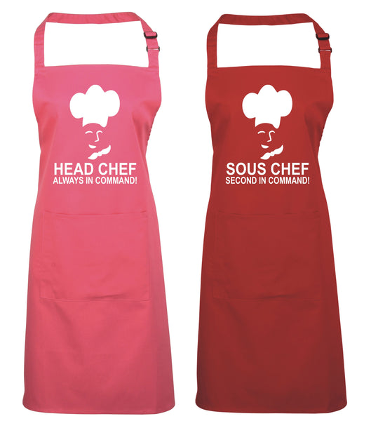 Head Chef & Sous Chef Matching Cooking & Baking Apron Gift Set