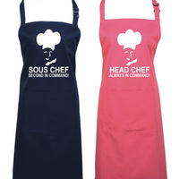 Head Chef & Sous Chef Matching Cooking & Baking Apron Gift Set