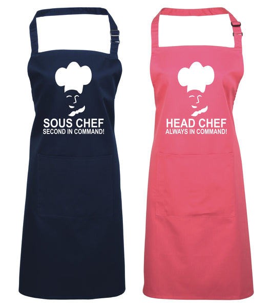 Head Chef & Sous Chef Matching Cooking & Baking Apron Gift Set