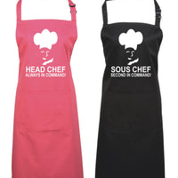Head Chef & Sous Chef Matching Cooking & Baking Apron Gift Set