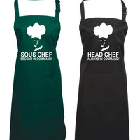 Head Chef & Sous Chef Matching Cooking & Baking Apron Gift Set