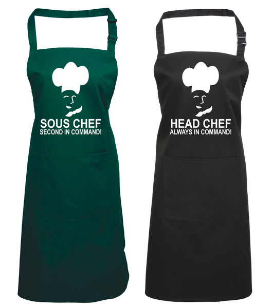 Head Chef & Sous Chef Matching Cooking & Baking Apron Gift Set