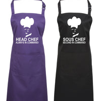 Head Chef & Sous Chef Matching Cooking & Baking Apron Gift Set