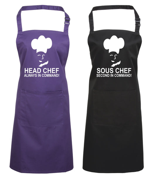 Head Chef & Sous Chef Matching Cooking & Baking Apron Gift Set