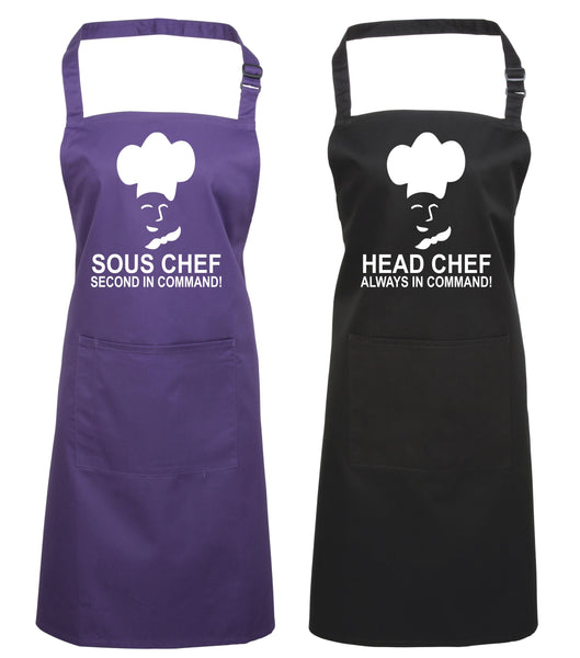 Head Chef & Sous Chef Matching Cooking & Baking Apron Gift Set