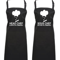 Head Chef & Sous Chef Matching Cooking & Baking Apron Gift Set
