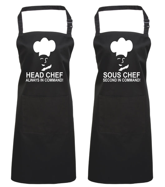 Head Chef & Sous Chef Matching Cooking & Baking Apron Gift Set