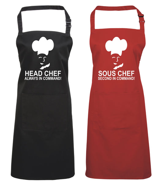 Head Chef & Sous Chef Matching Cooking & Baking Apron Gift Set