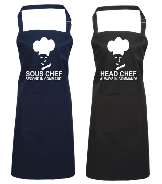 Head Chef & Sous Chef Matching Cooking & Baking Apron Gift Set