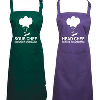 Head Chef & Sous Chef Matching Cooking & Baking Apron Gift Set